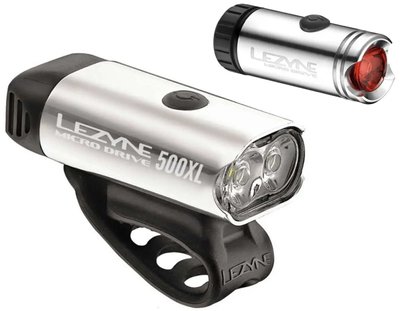 Комплект велосвітла Lezyne Micro Drive 500XL / Micro Pair, Silver, 500/180 lum, Y12 (4712805 989843)