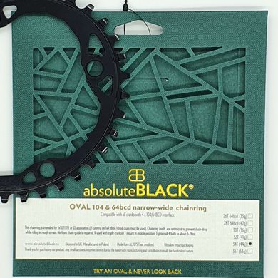 Зірка шатунів absoluteBLACK Oval 34T 104BCD чорна (OV34BK)