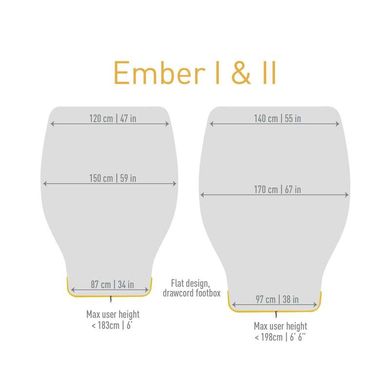 Спальний мішок-квілт Ember EbII (2/-4°C), 183 см, Light Grey/Yellow від Sea to Summit (STS AEB2-R)