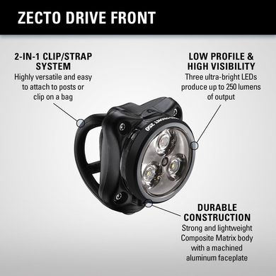 Велосвітло переднє Lezyne Zecto Drive Front Light, Black, 250 lum, Y13 (4712805 989614)