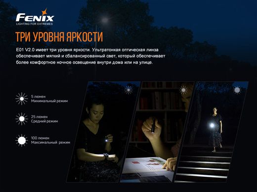 Ліхтар ручний Fenix E01 V2.0 Black (E01V20blk)