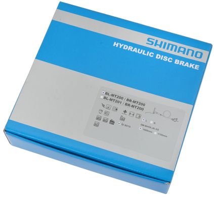 Гальмо дискове гідравлічне переднє Shimano MT200 (ліва ручка BL-MT200, каліпер, гідролінія 1000мм) (SHMO EMT200KLFPRA100)