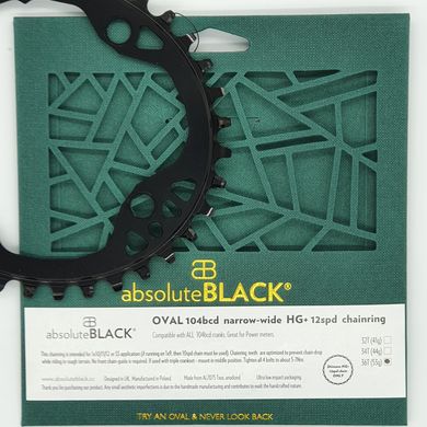 Зірка шатунів absoluteBLACK OVAL 104BCD 36T для SH 12spd ланцюга, чорна (OVSH/36BK)