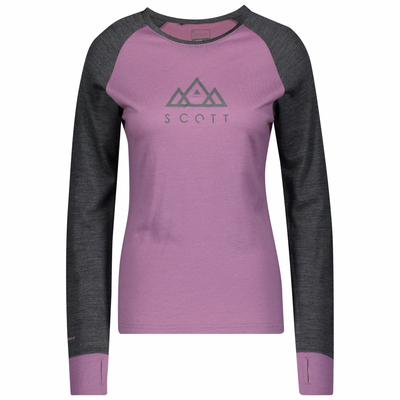 Термофутболка жіноча Scott W Defined Merino Longsleeve Shirt, Dark grey melange/Cassis pink, L (277793.6658.008)