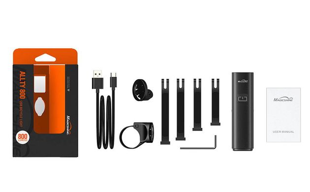 , Black, 800, Встроенный аккумулятор, 4000, USB Type C, Фонарь, На шлем, На руль
