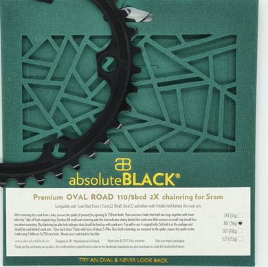 Зірка шатунів absoluteBLACK OVAL SRAM 110 5h, 36T чорна (ROVSR36/5BK)