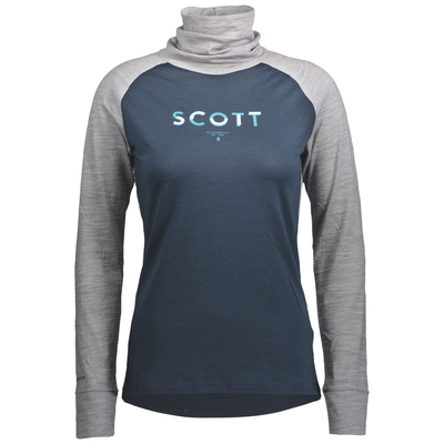 Термофутболка женская Scott W Defined Merino High Neck Shirt, Light grey melange/Dark blue, L (283805.7050.008)